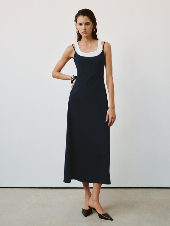 2 In 1 U-Neck Sleeveless A-Line Midi Dresses