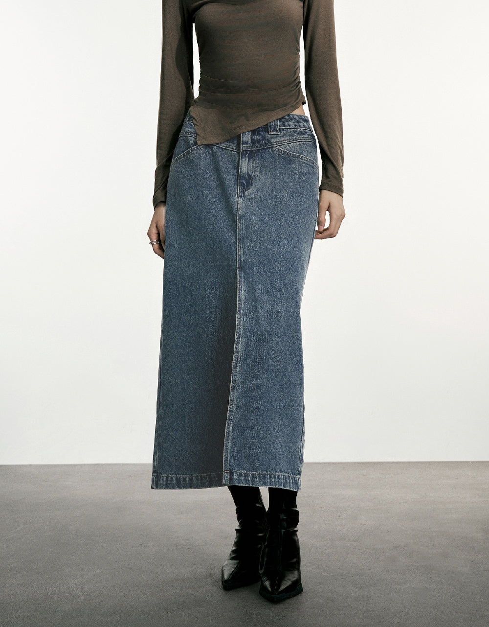 Split Hem Straight Denim Skirt