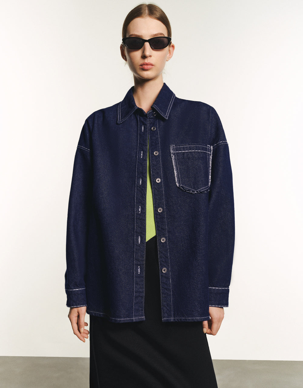 Drop Shoulder Sleeve Denim Shirt