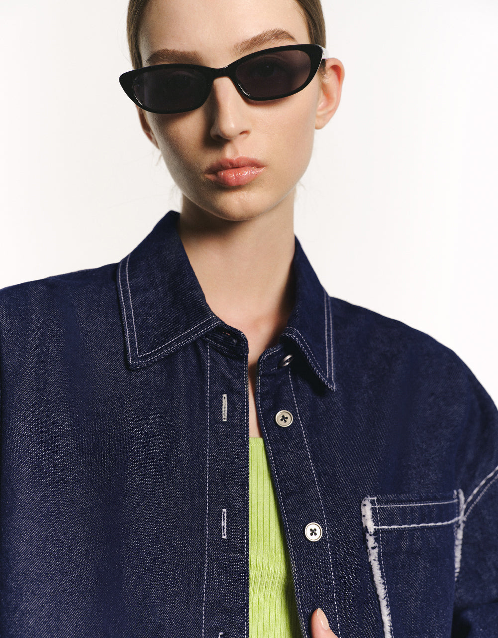 Drop Shoulder Sleeve Denim Shirt