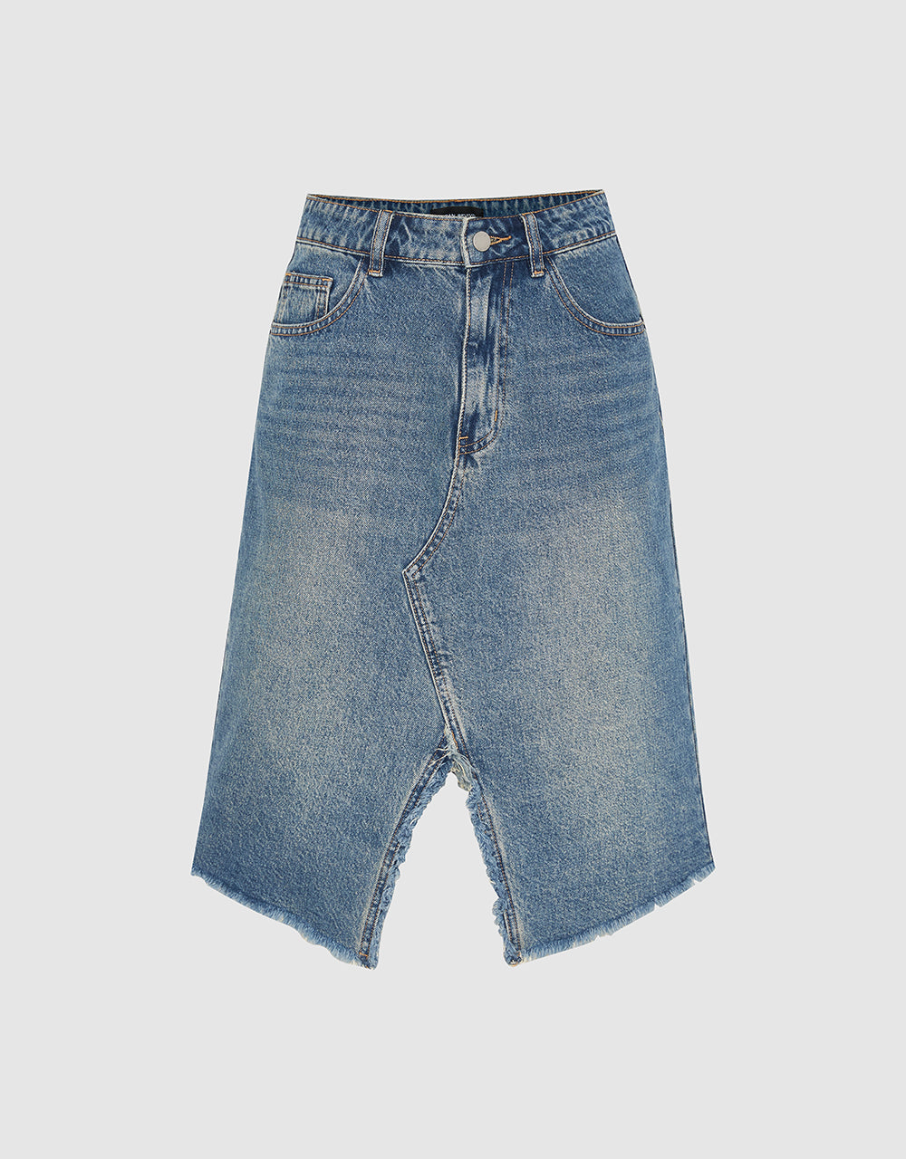 Raw Hem A-Line Denim Skirt