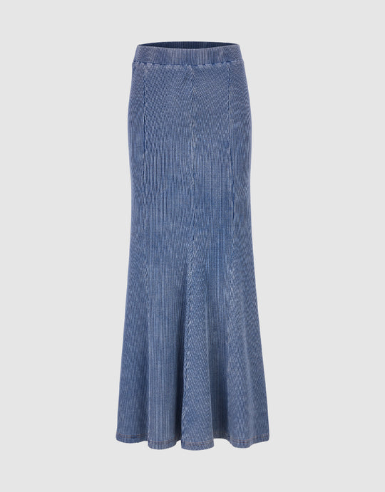 Midi A-Line Denim Skirt