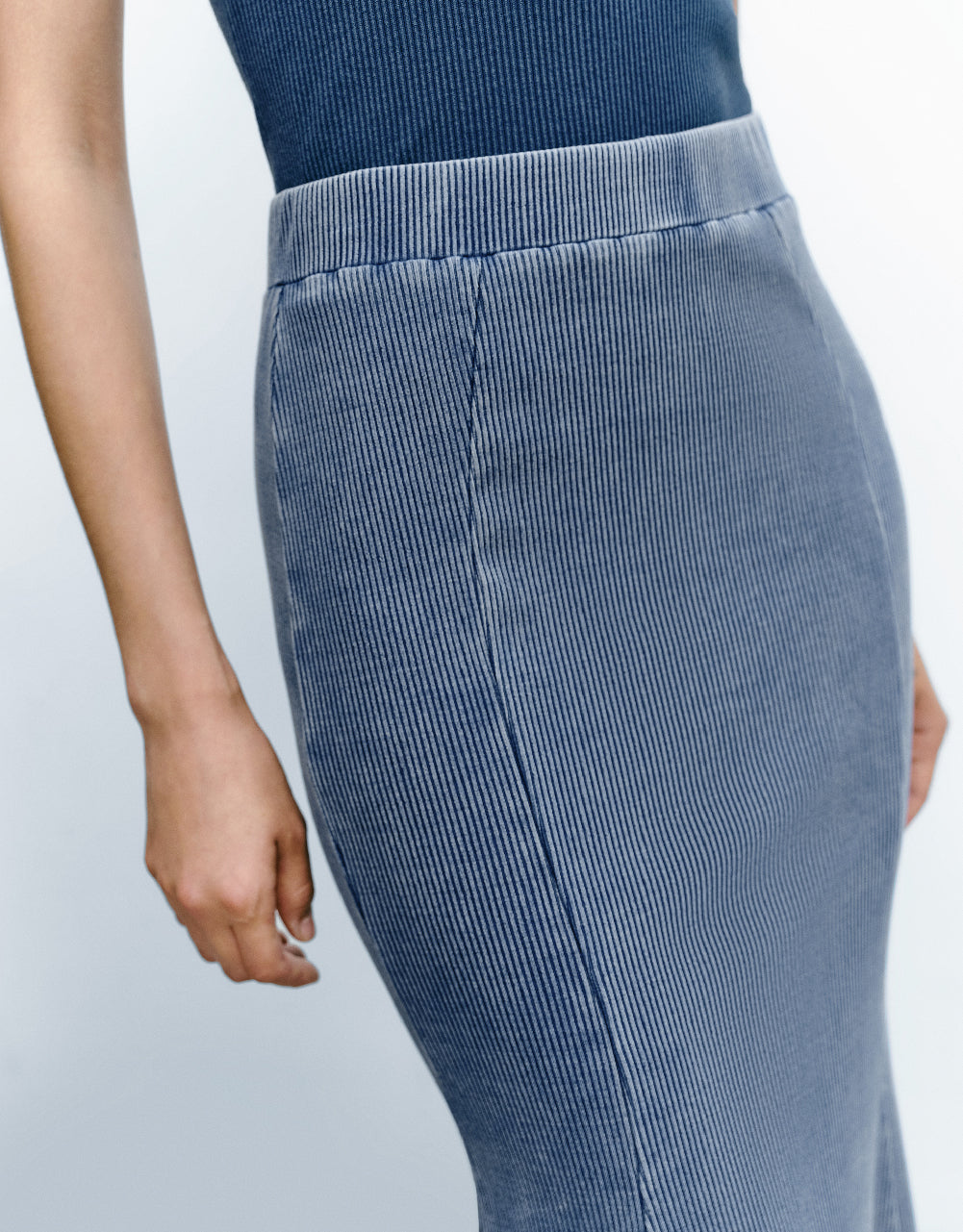 Midi A-Line Denim Skirt