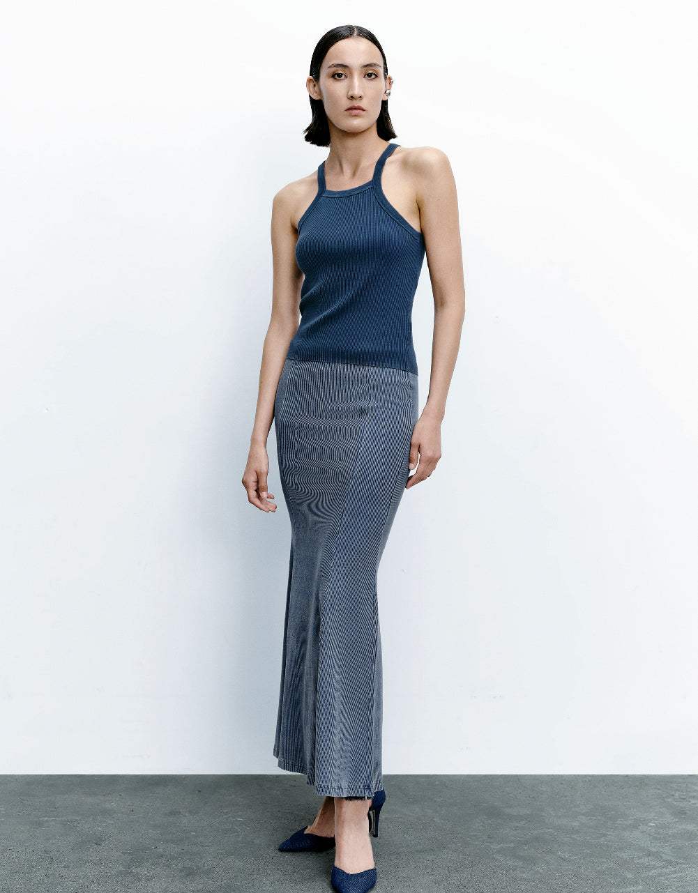 Midi A-Line Denim Skirt