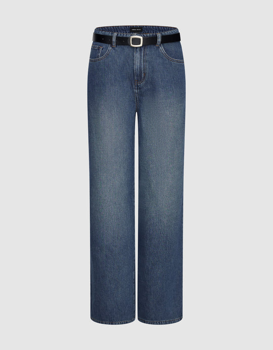 Mid-Waist Jeans With Belt