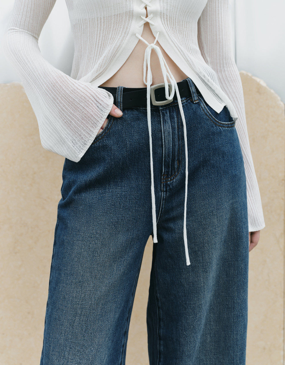 Mid-Waist Jeans With Belt