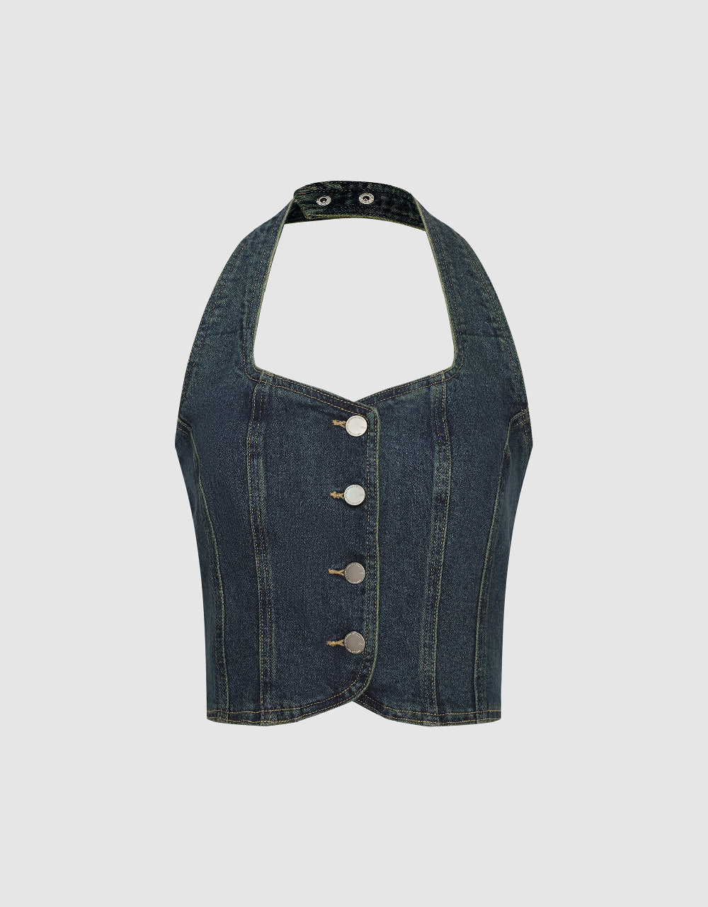 Halter Neck Denim Vest