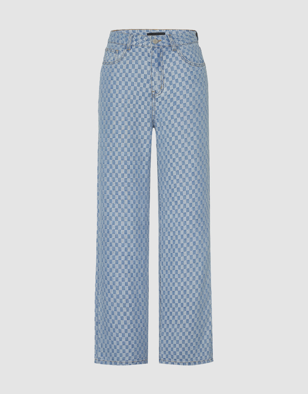 Checkered Straight Jeans