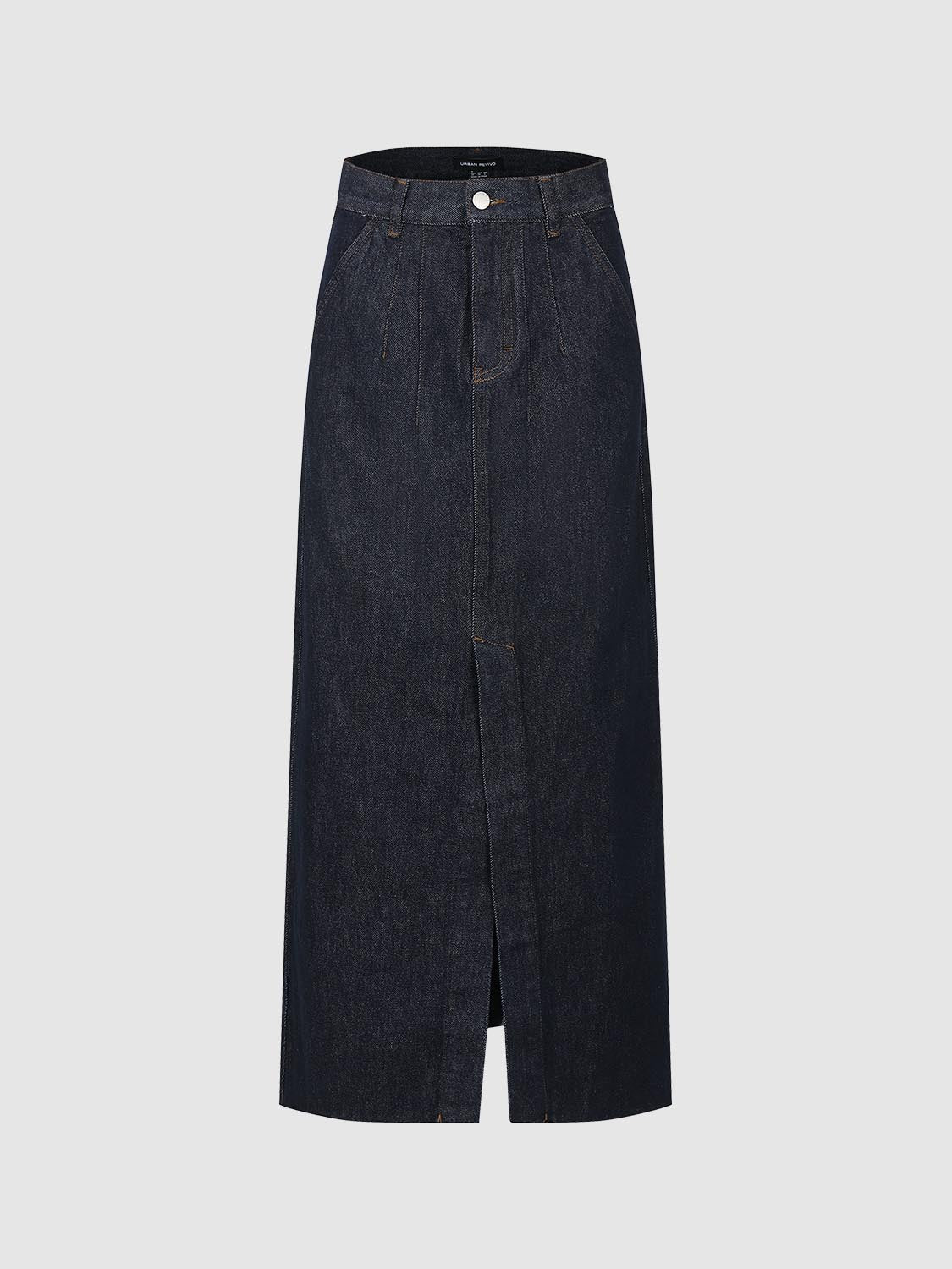 Split Hem Denim Midi Skirts