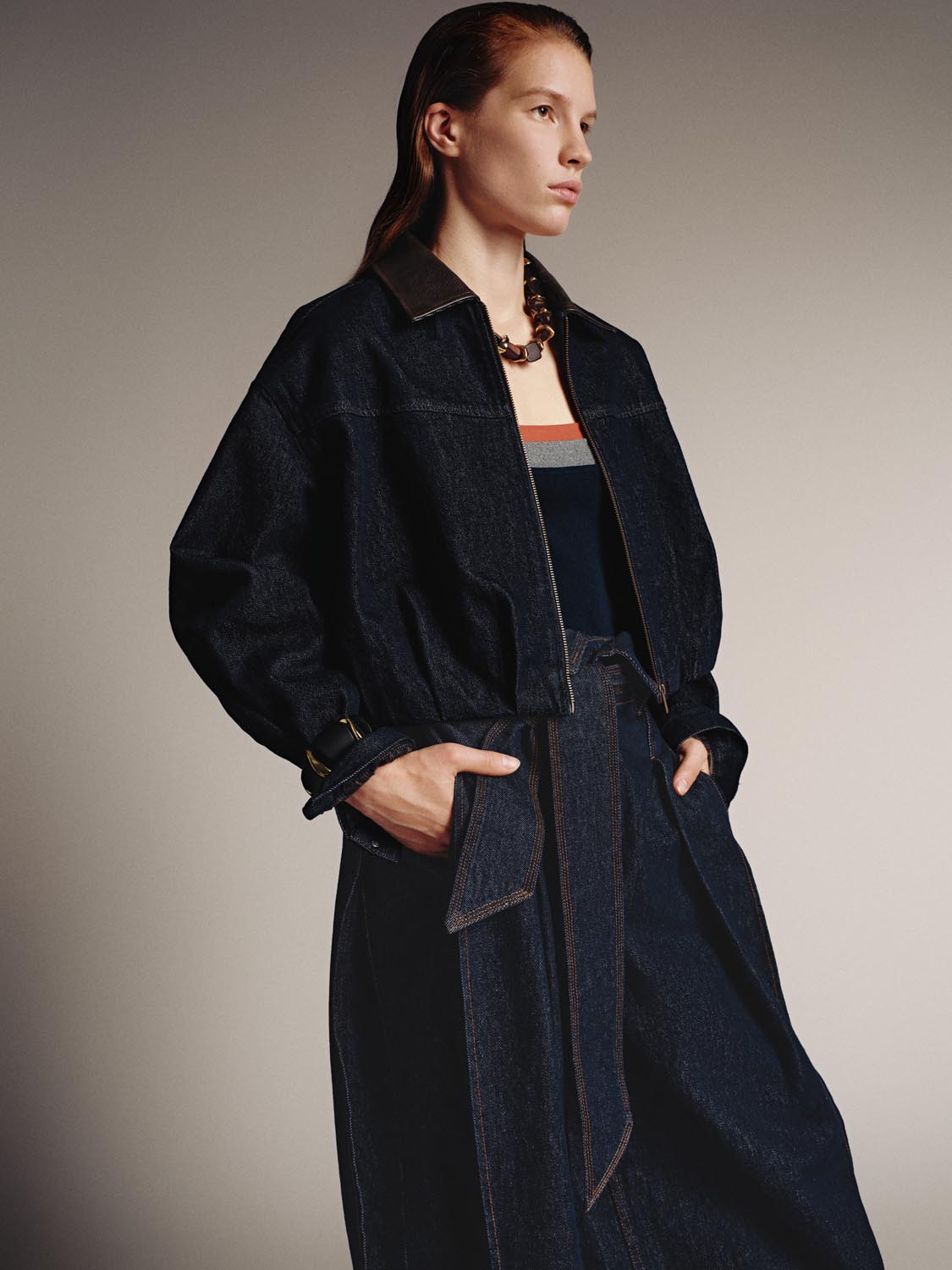 Collared Denim Bomber Jackets