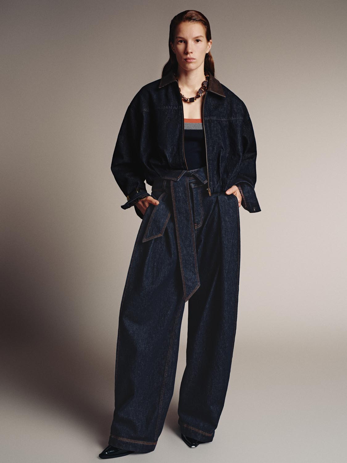 Collared Denim Bomber Jackets