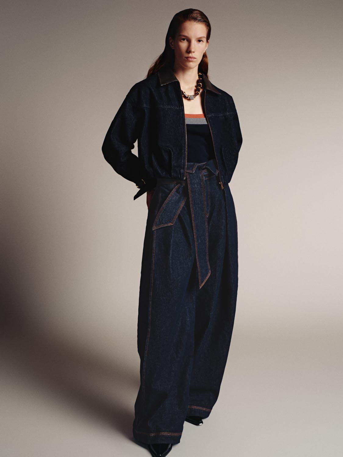 Collared Denim Bomber Jackets