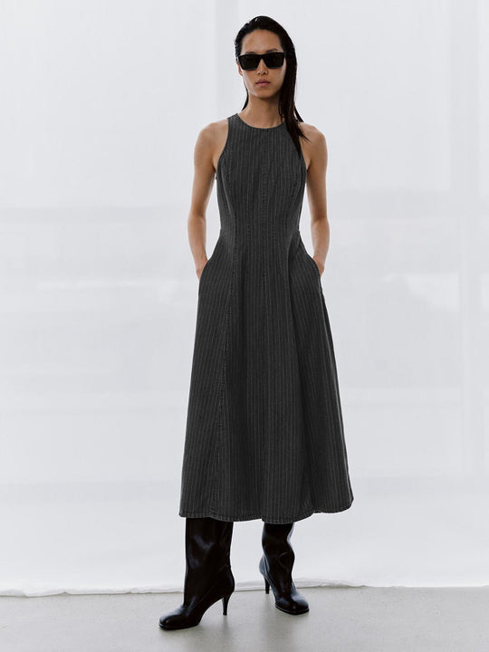 Sleeveless Denim Midi Dresses