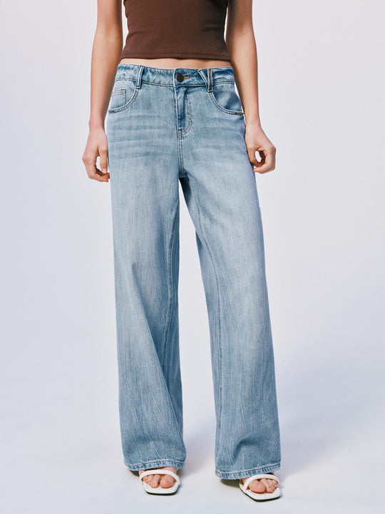 Cotton Lyocell Denim Wide Leg Jeans