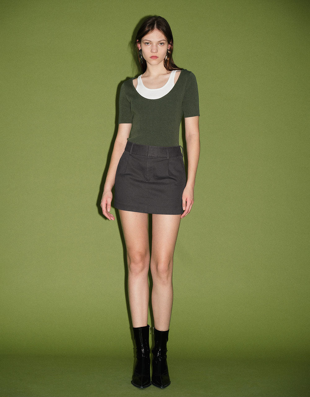 2 In 1 Skinny Knitted T-Shirt