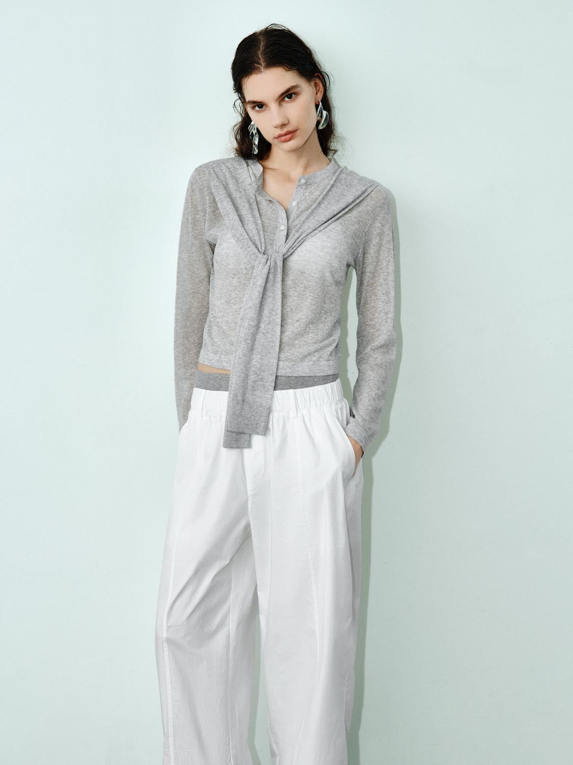 Scarf Decor Knitted Cardigans