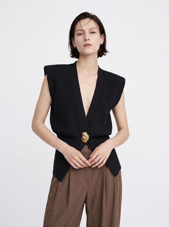 Sleeveless Knitted V-Neck Cardigans