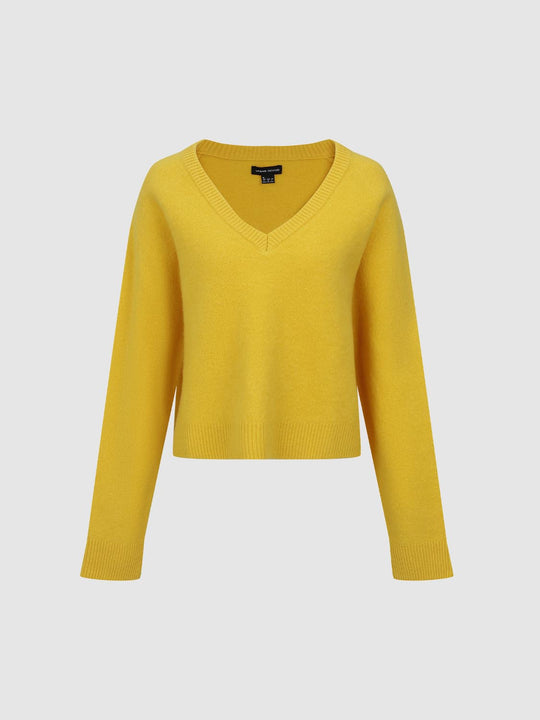 V-Neck Long Sleeve Knitted T-Shirts