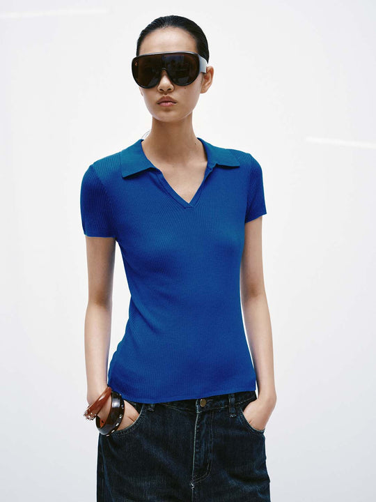 Polo V-Neck Knitted T-Shirts