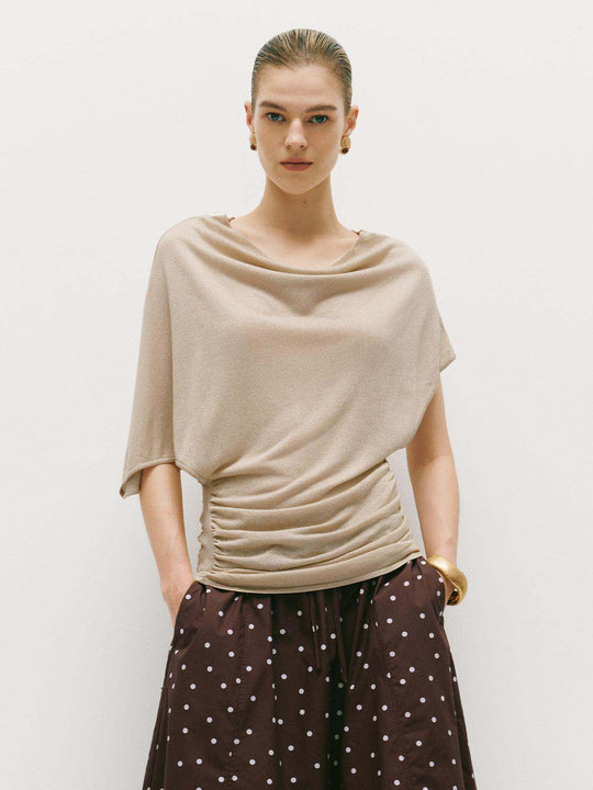 Knit Texture With Medium Thickness And Slight Stretch And Metallised Fibre Sheen T-Shirt