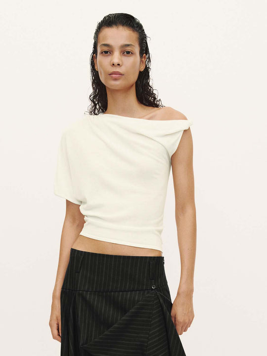 Viscose Blend One Shoulder Slight Stretch Top