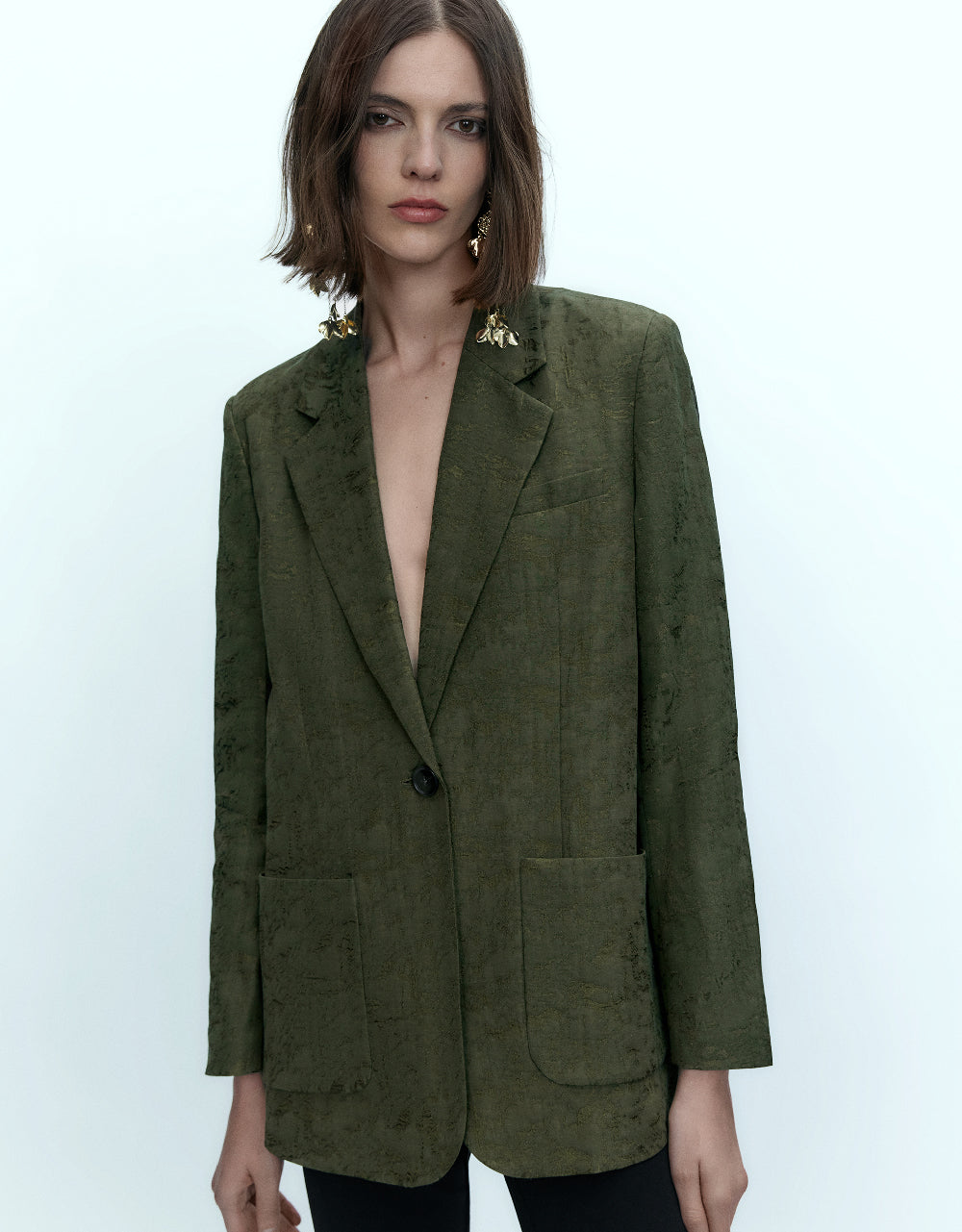 One Button Tailored Straight Blazer