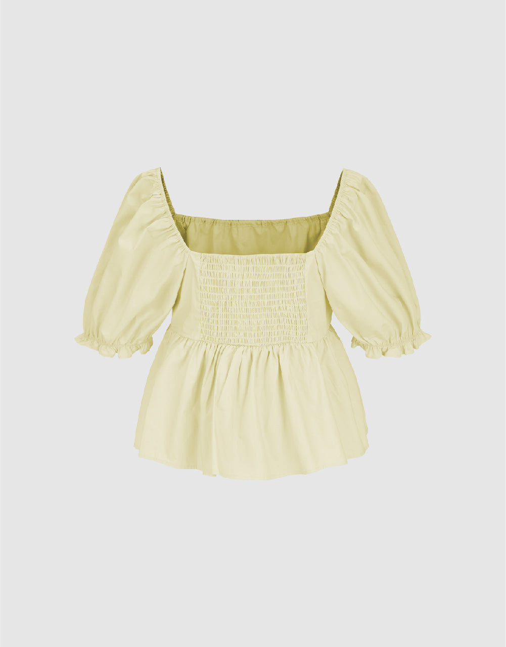 Puff Sleeve Square-cut Collar Overhead Shirt