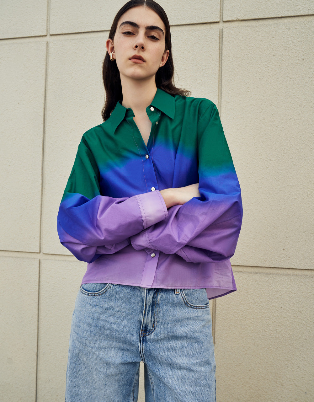 Gradient Color Straight Shirt