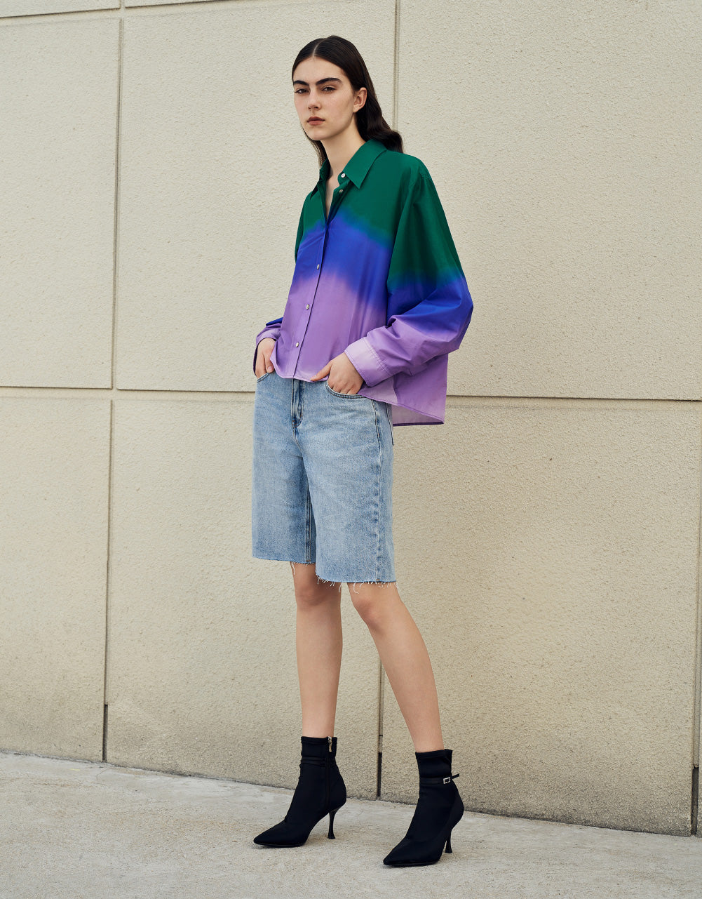 Gradient Color Straight Shirt