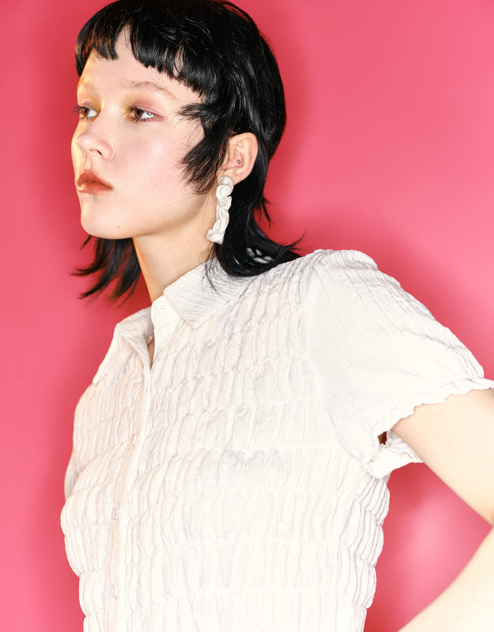 Shirred Skinny Shirt