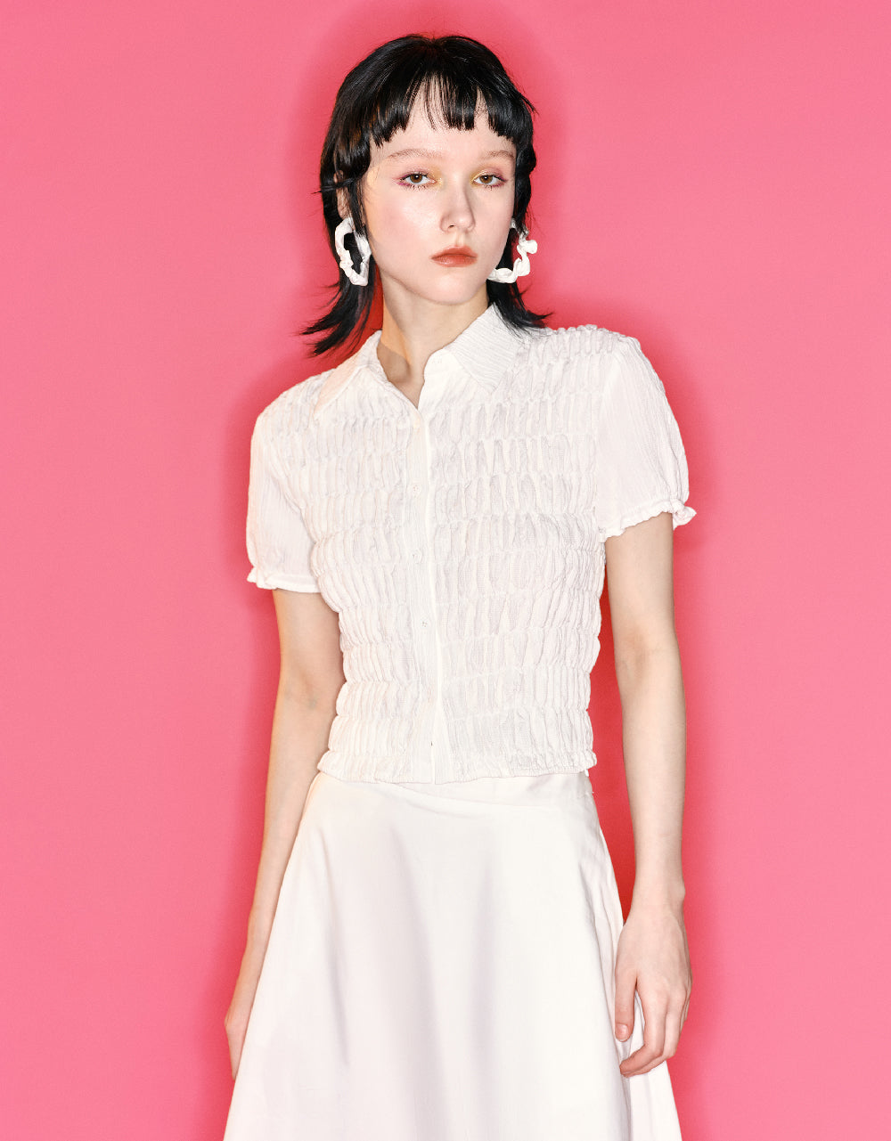 Shirred Skinny Shirt