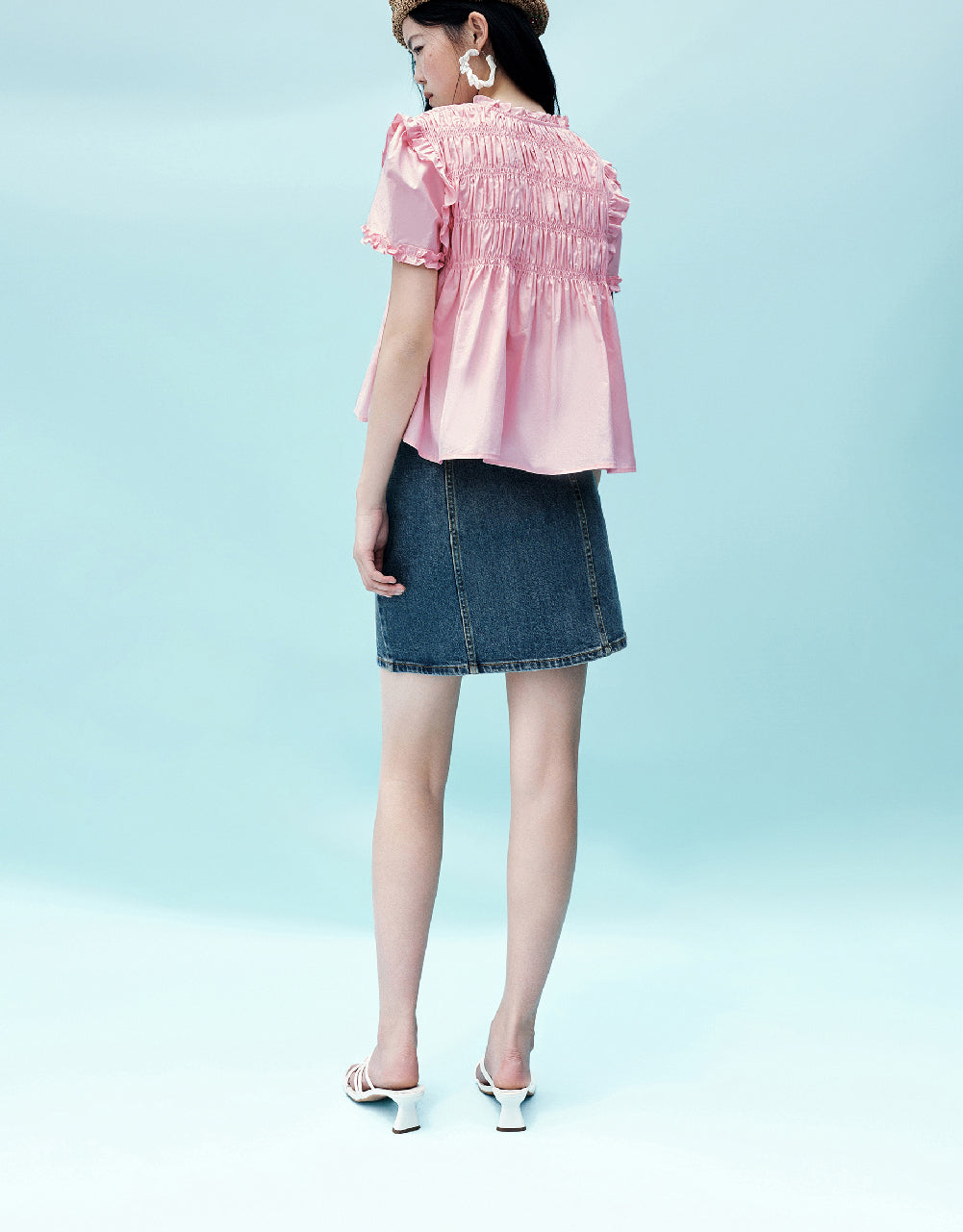 Shirred Puff Sleeve Overhead Shirt