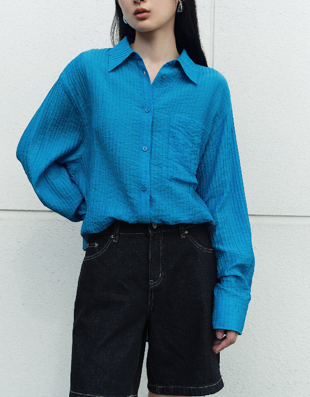 Textured Straight Oversized Shirt