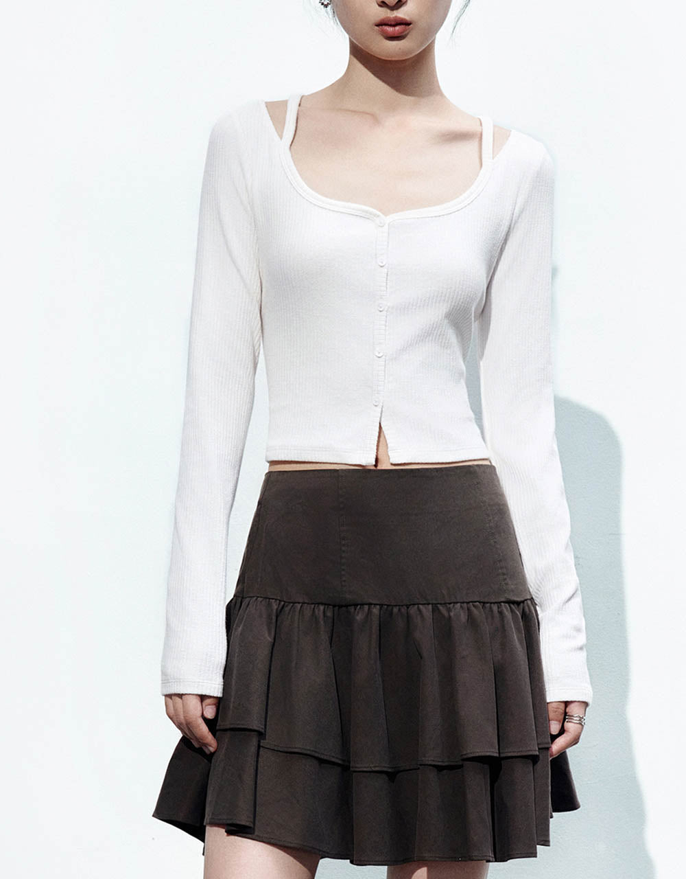 U Neck Knitted Skinny T-Shirt