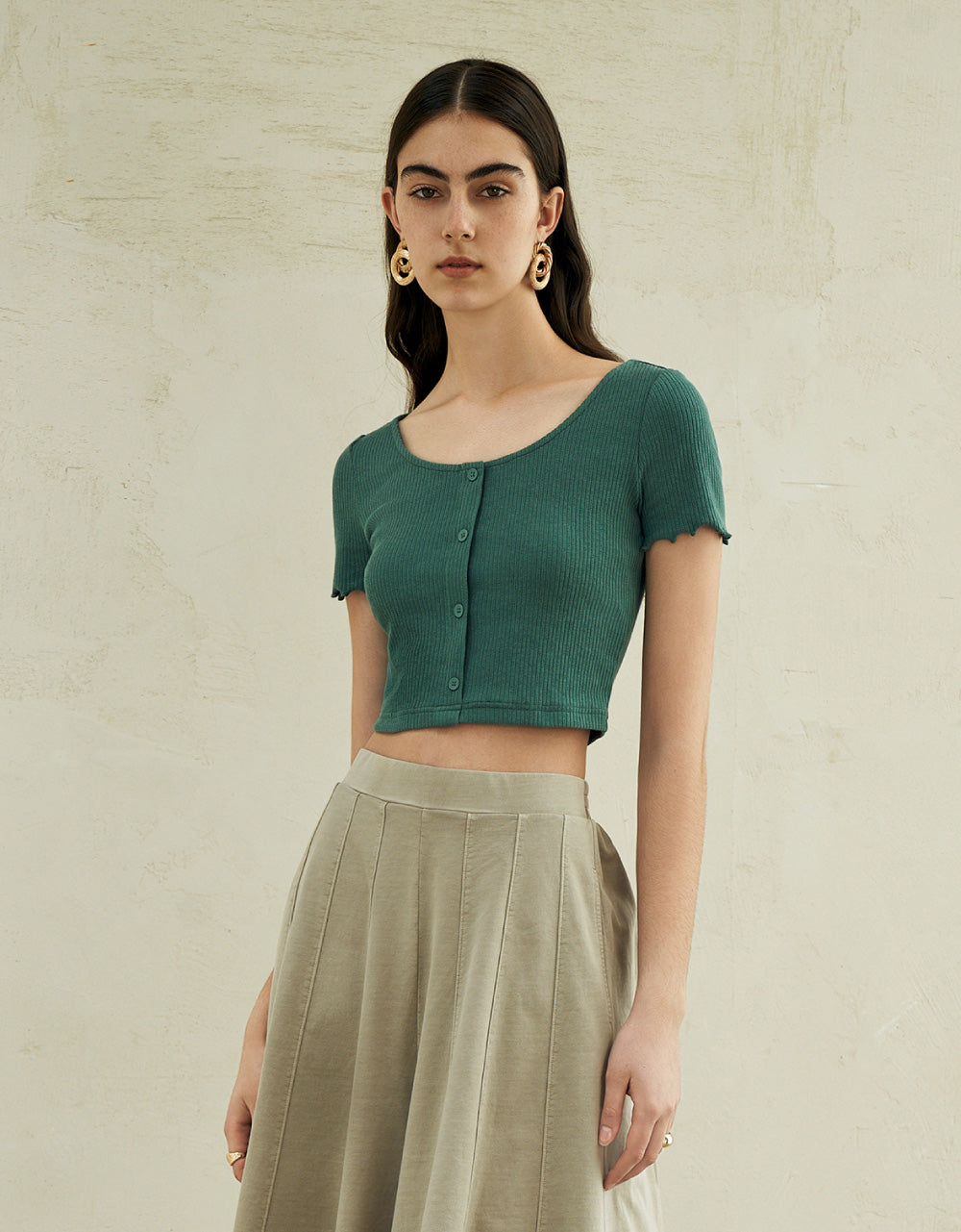 U Neck Skinny Knitted T-Shirt