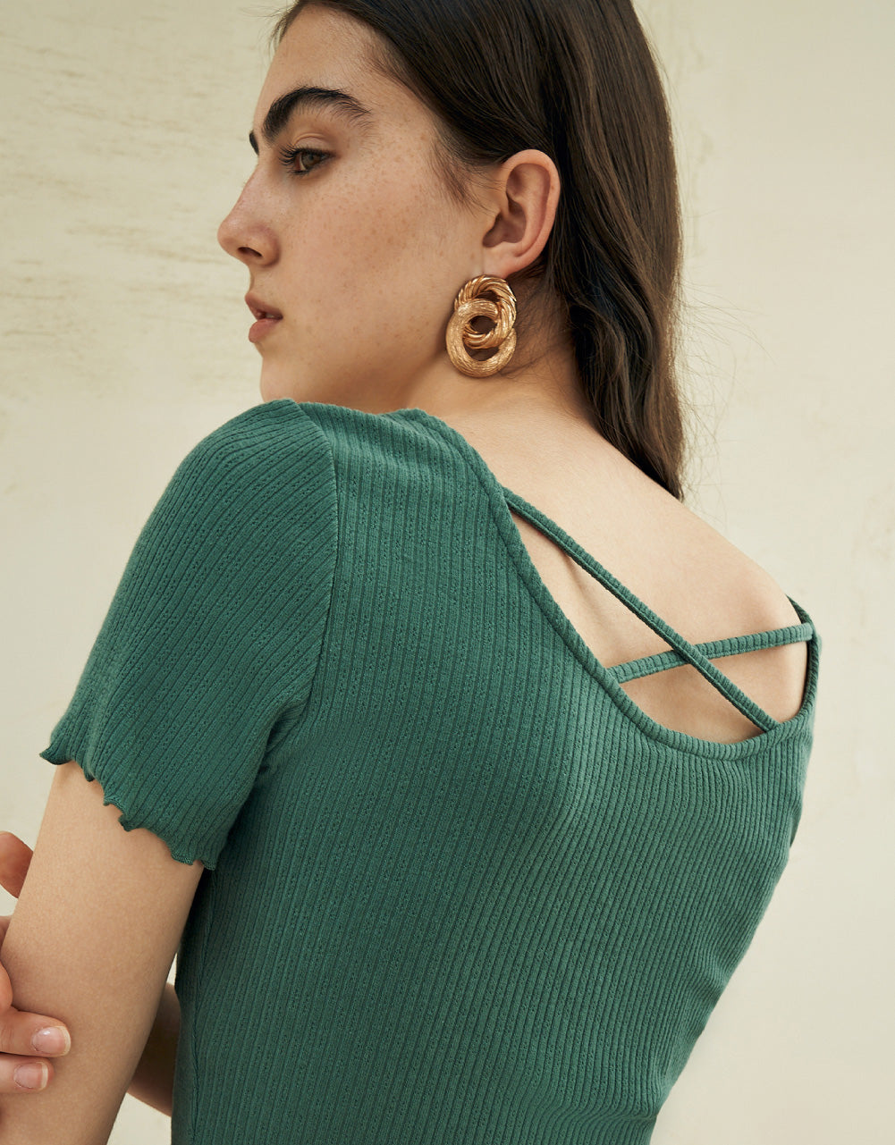 U Neck Skinny Knitted T-Shirt