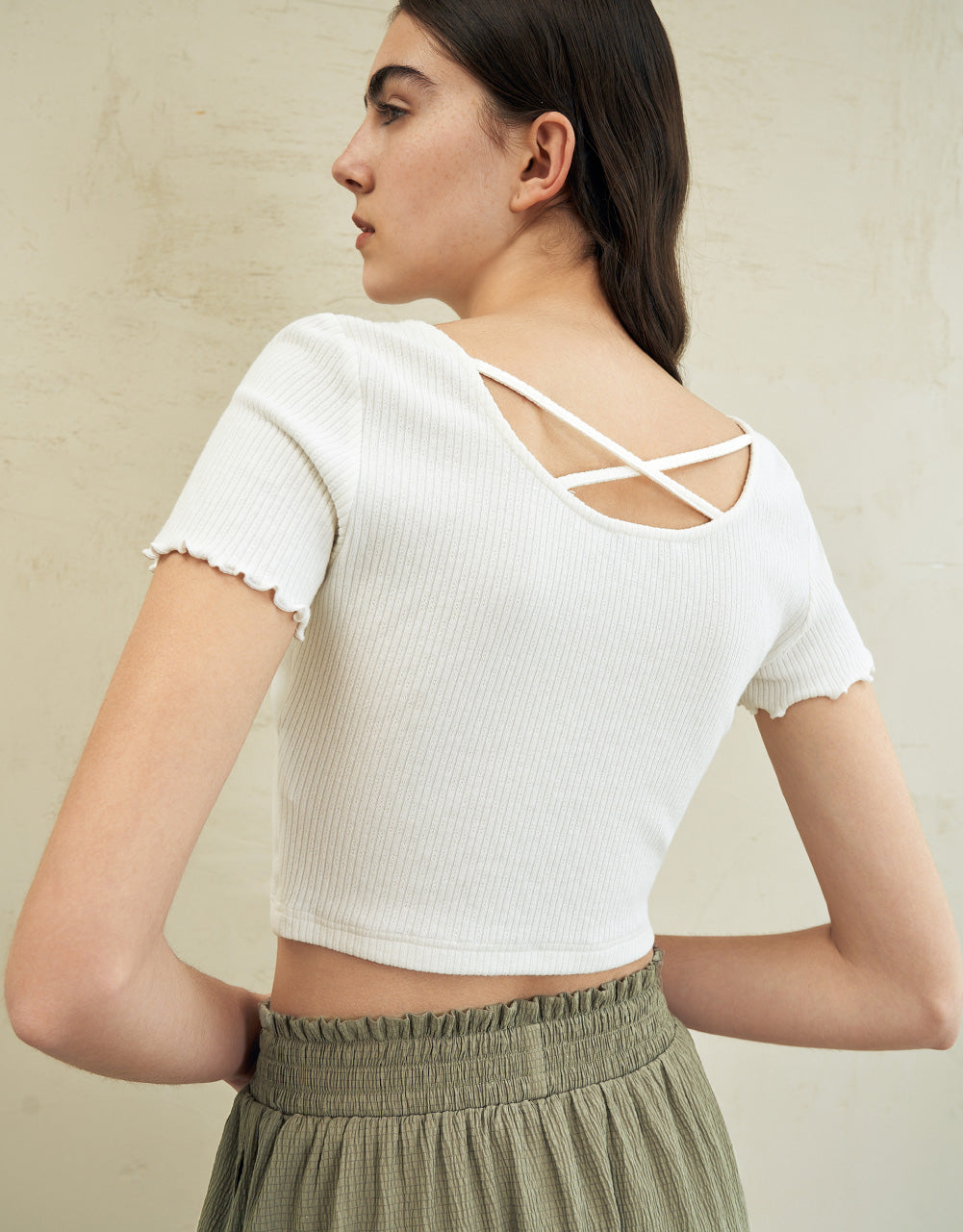 U Neck Skinny Knitted T-Shirt