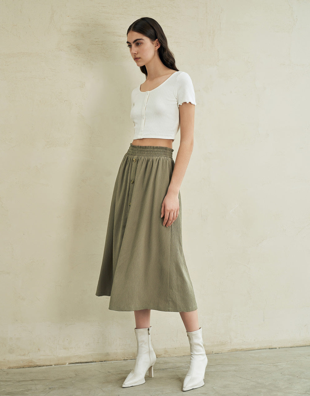 U Neck Skinny Knitted T-Shirt