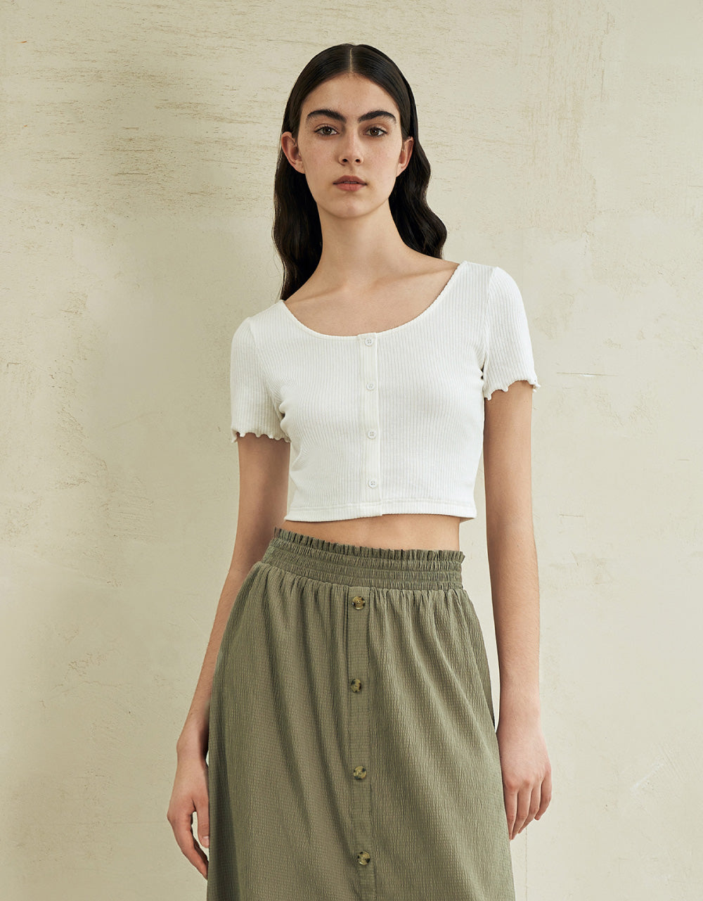 U Neck Skinny Knitted T-Shirt