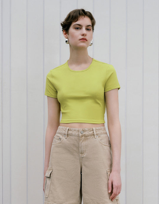 Crew Neck Skinny T-Shirt With Rope