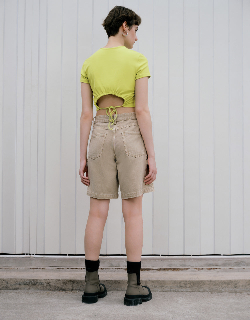 Crew Neck Skinny T-Shirt With Rope