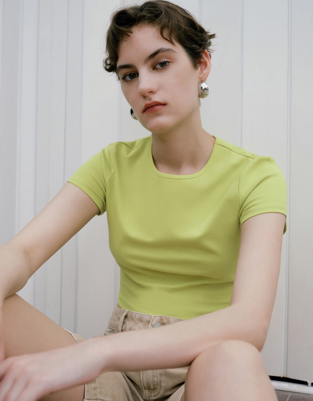 Crew Neck Skinny T-Shirt With Rope