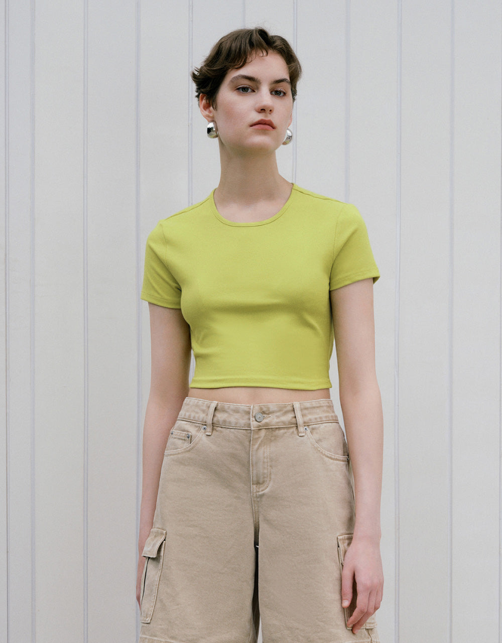 Crew Neck Skinny T-Shirt With Rope