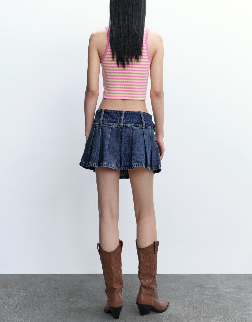 Striped Cropped Knitted Tank Top