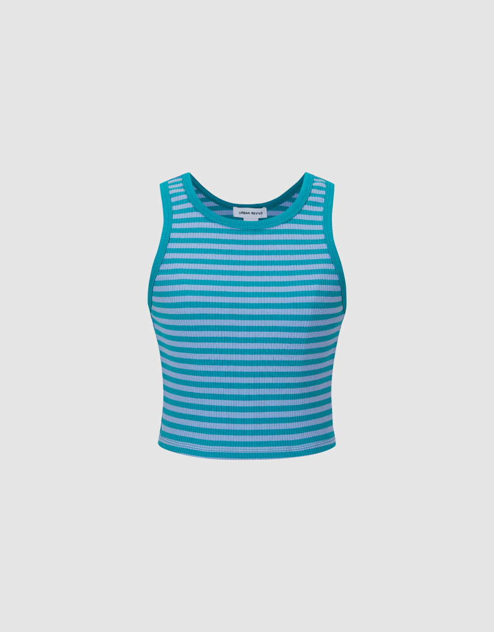 Striped Cropped Knitted Tank Top