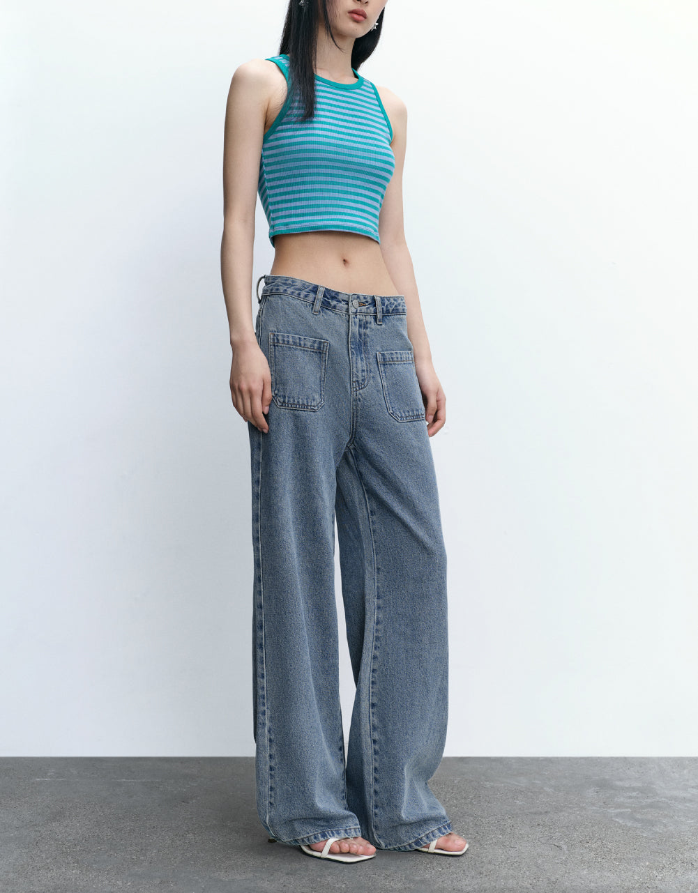 Striped Cropped Knitted Tank Top