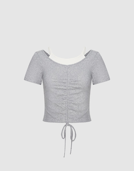 2 In 1 U Neck Skinny T-Shirt