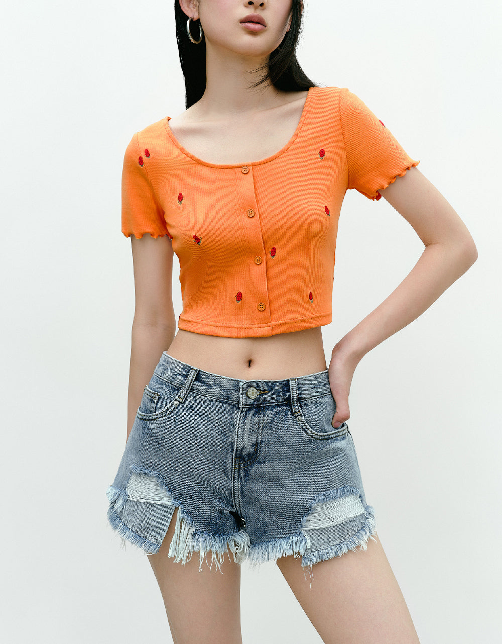 U Neck Skinny Knitted T-Shirt