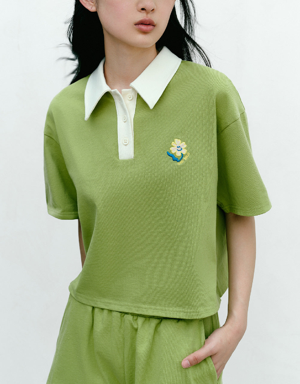 Embroidered Straight Polo T-Shirt