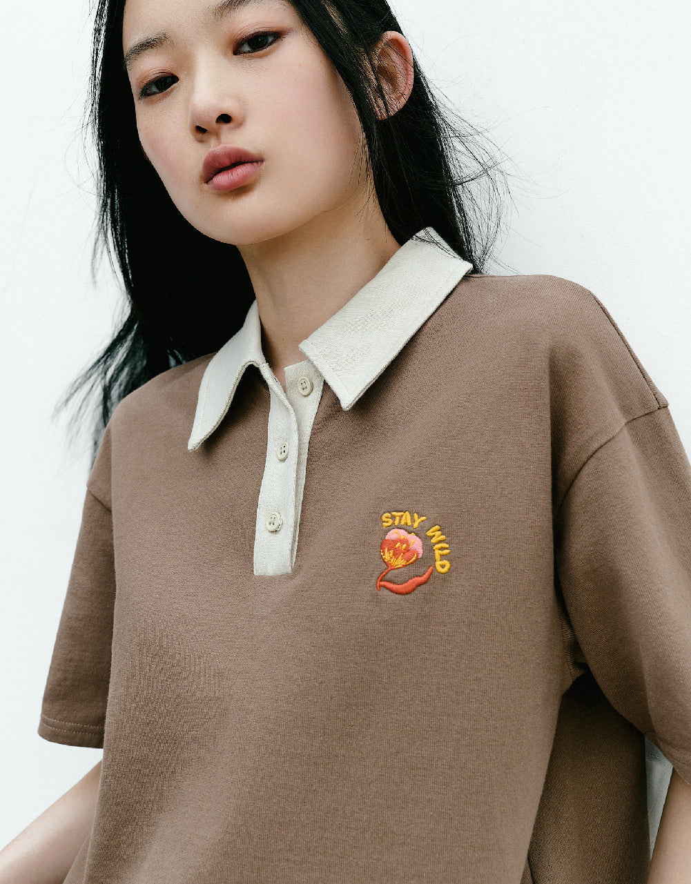 Embroidered Straight Polo T-Shirt